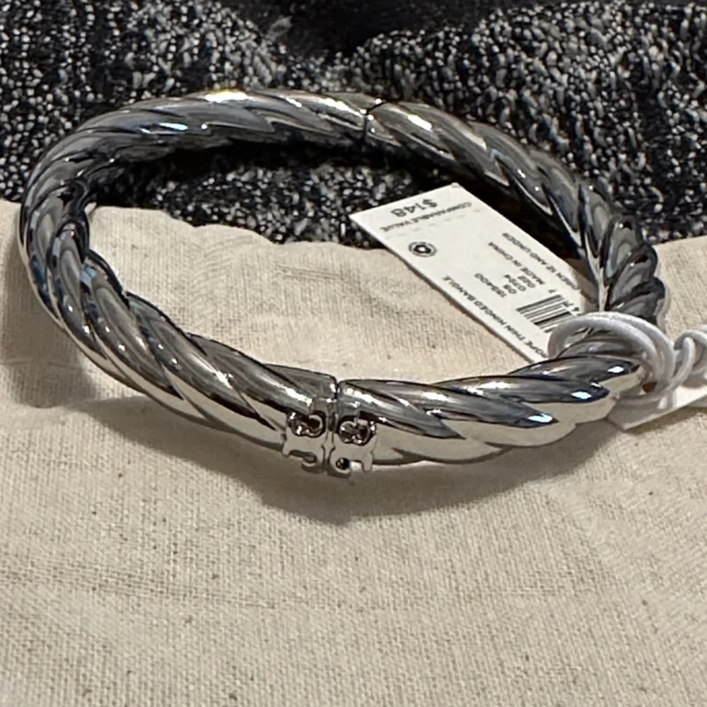 Tory Burch Silver Twisted Bangle - Picture 6 of 9